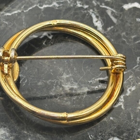 Designer Lot Brooches Napier, Gerry & Faux Pearl Round Pin Gold-Tone Vintage - Picture 7 of 12